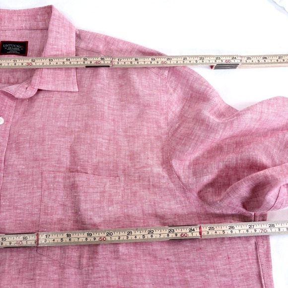 UNTUCKit Vin Santo Red Linen Shirt Mens XXL Wrinkle Resistant Long Sleeve 35367 - Picture 7 of 8